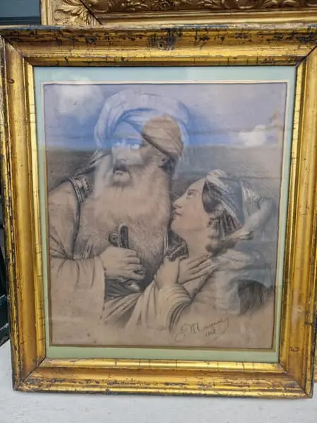 Dessin orientaliste ancien encadré