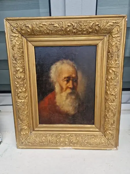 Portrait d'homme à l'huile dans un cadre doré