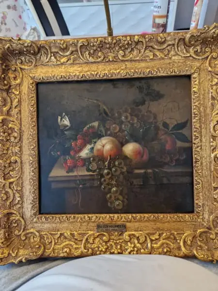 Nature morte aux fruits à l’huile, cadre doré